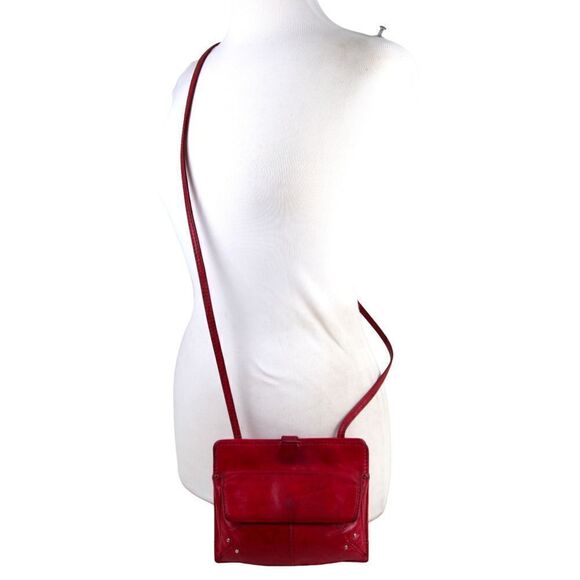 Hobo International DARK PINK GENUINE LEATHER X-BODY ORGANIZER SHOULDER BAG PURSE - Picture 1 of 14